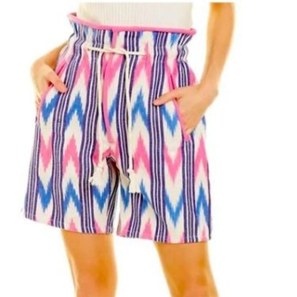 Isabel Marant Etoile 34/XS/2 US Linima Shorts Pink Blue Chevron Tie Dye Cotton